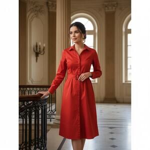 Calvin Klein Clay Dress Size 8 NWT – Belted Button‑Front Midi